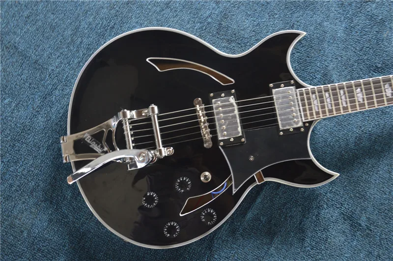 New Jazz Electric Guitar 335, black color, hollow body Guitarra with chrome equipment, some countries, free shipping