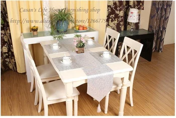 

A table runner+4 table mat New Mediterranean Solid color sequins table runner,fashion color colorful sequins table runner sets