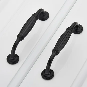 

Retro Black kitchen cabinet handle pull cupboard pull knob 128mm dresser drawer wardrobe handles pull
