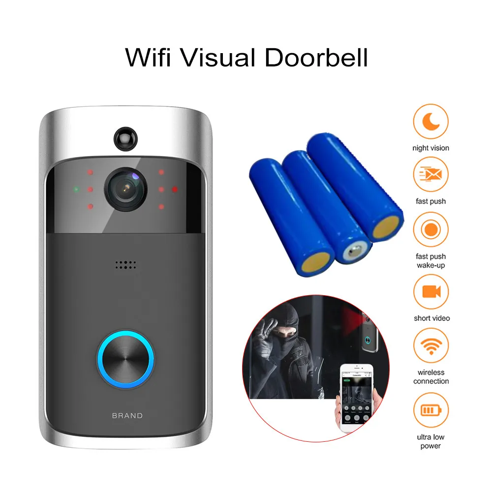 

Doorbell Camera Wifi Video Door Viewer Intercom for home Security Camera Peephole Digital Door Bell/Phone Wireless with Battery