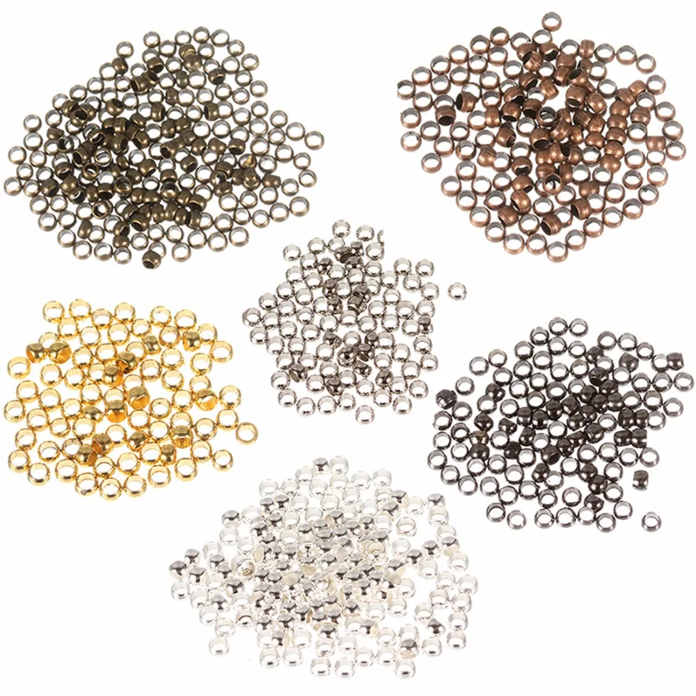 1000p 2//2.5//3mm 5color round Metal plated ball crimps stopper end beads findings