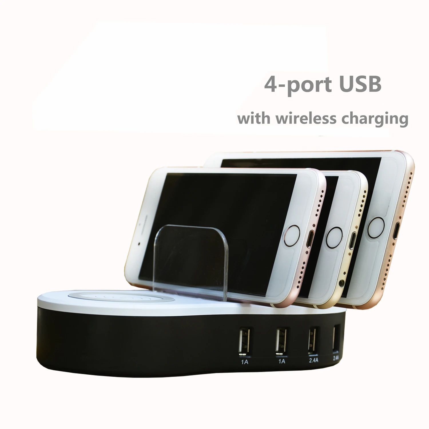 Настольная Беспроводная зарядная станция 4 порта USB хаб быстрая зарядка с 1 2 м