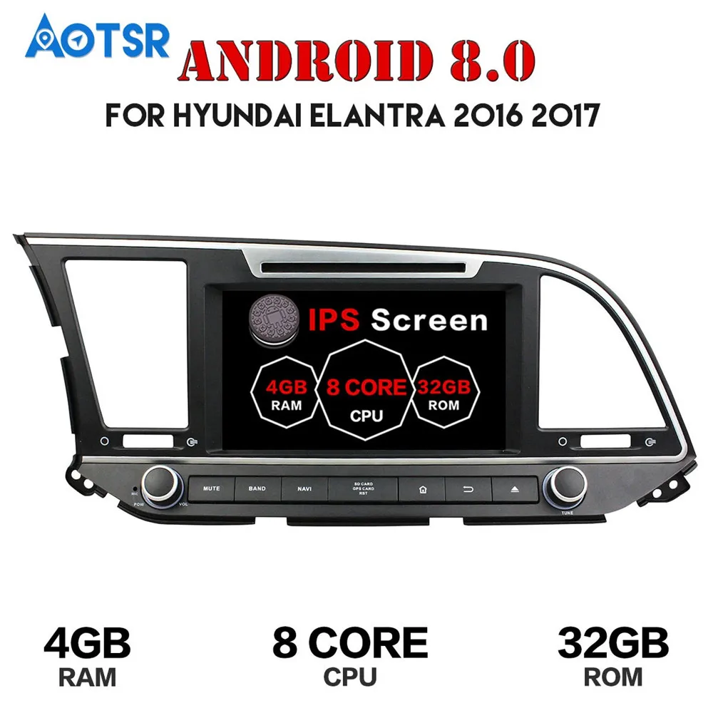 Excellent Autoradio Android 8.0 1 din Car GPS Radio For Hyundai Elantra 2016 2017 2018 Touch Screen Auto Stereo GPS 1024*600 CANBUS Radio 5