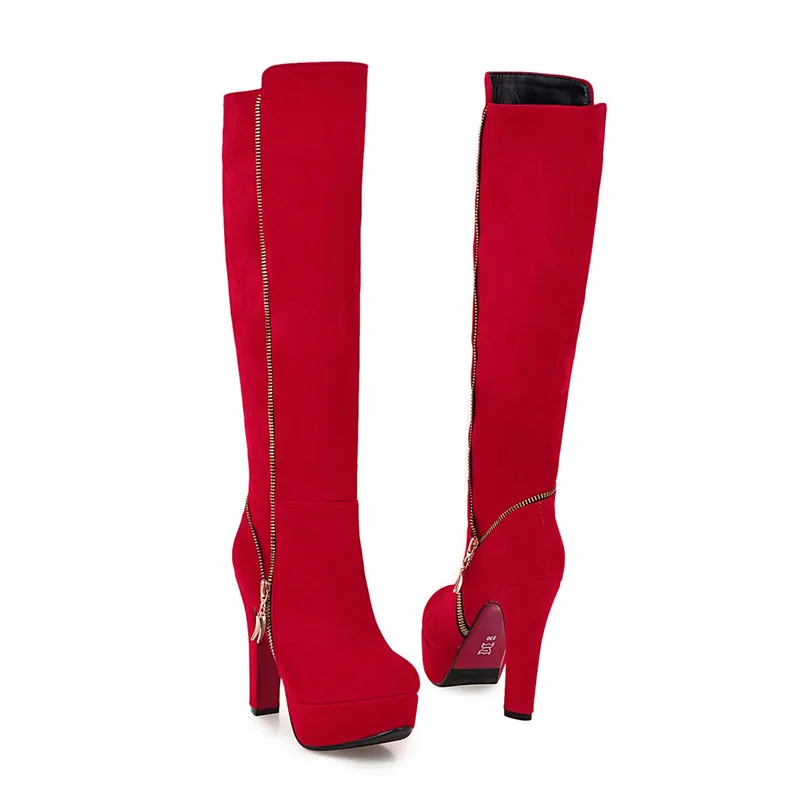 Alto Rodilla Botas Otoño Hasta Plus La Black Las yellow De Rojo Mujeres Verde 2019 33 red Mujer Tamaño Tacón Kebeiority Cremallera Lateral 47 Con Plataforma Zapatos green 7dv67q