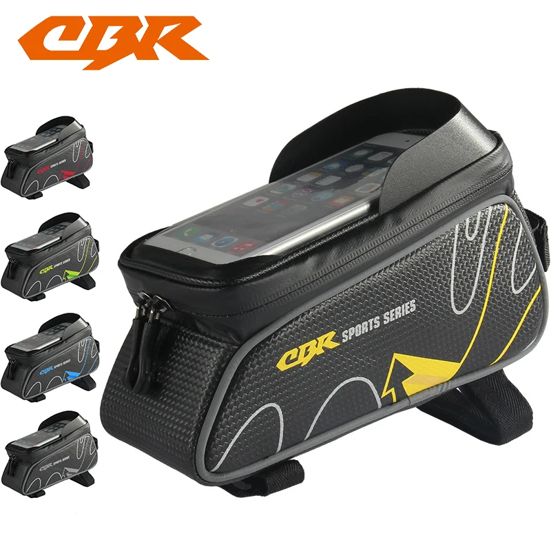 Cheap CBR Bicycle Front Tube Bags 6 Inch Phone Touch Screen MTB PU Waterproof Bike Cycling Beam Saddle Bag Mountain Bike Accessories 0