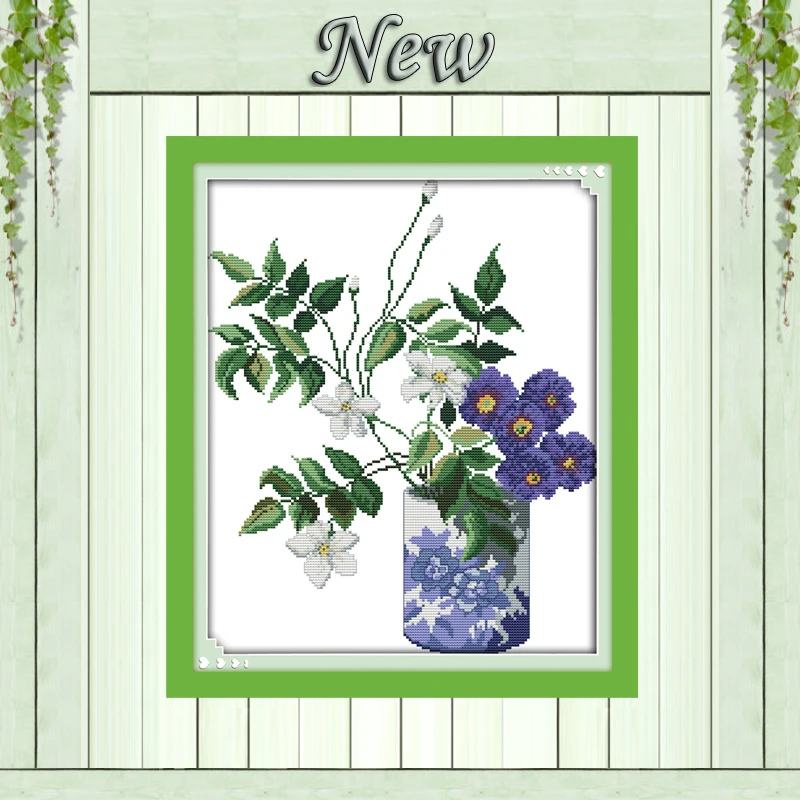 

Purple flower vase home Decor diy paintings counted printed on canvas DMC 11CT 14CT kits Cross Stitch embroidery needlework Sets