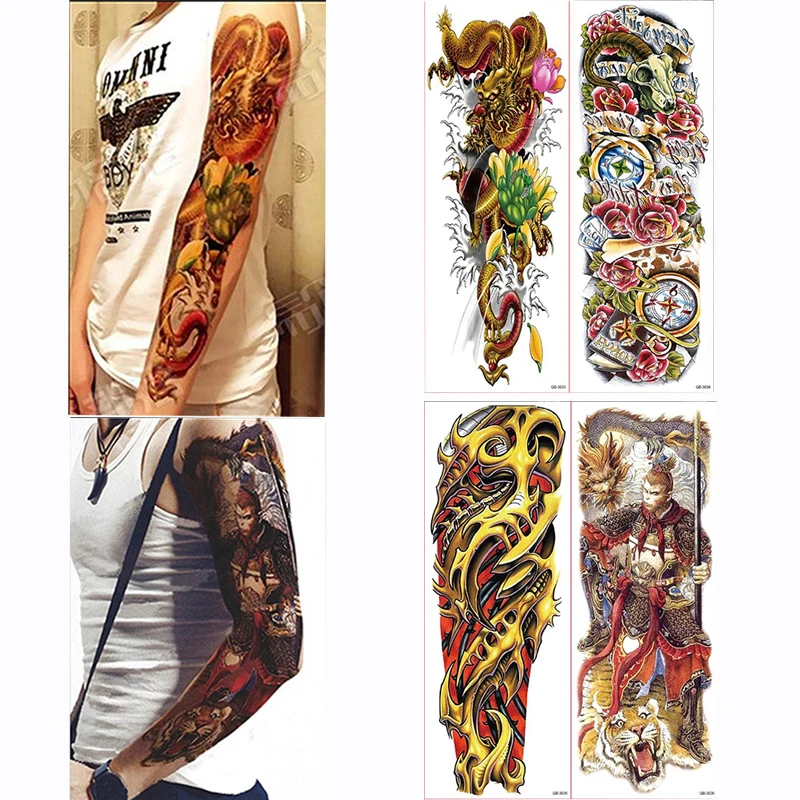4 шт. временные наклейки тату на всю руку для мужчин и женщин|tattoo decal|full arm tattoostattoo