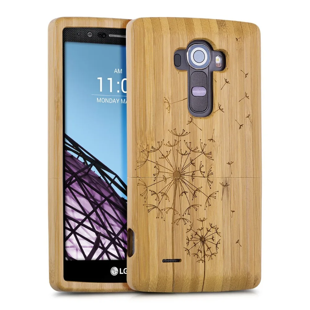 Natural bamboo case for the LG G4 Design dandelion in light brown