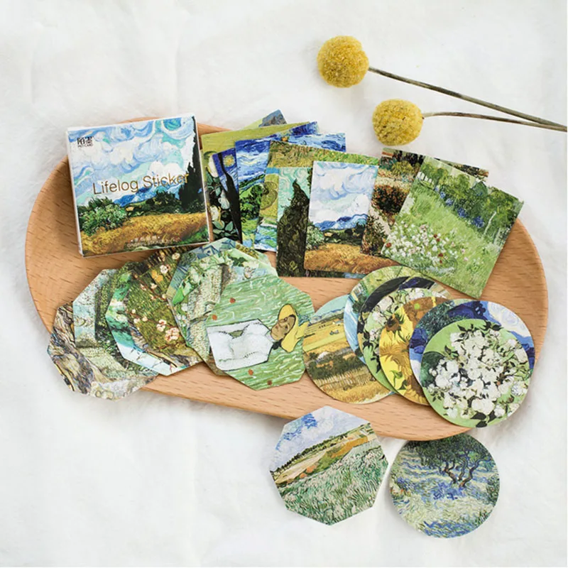 

45 pcs/lot (1 bag) DIY Kawaii Oil Painting Sticky Paper Cute Illustration For Home Decoration Diary Student 3816