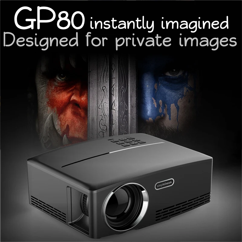 

Hot selling GP80 LED Video Projector Home Projector with Free HDMI Support 1080P for Home Cinema Theater TV Laptop Movie Games