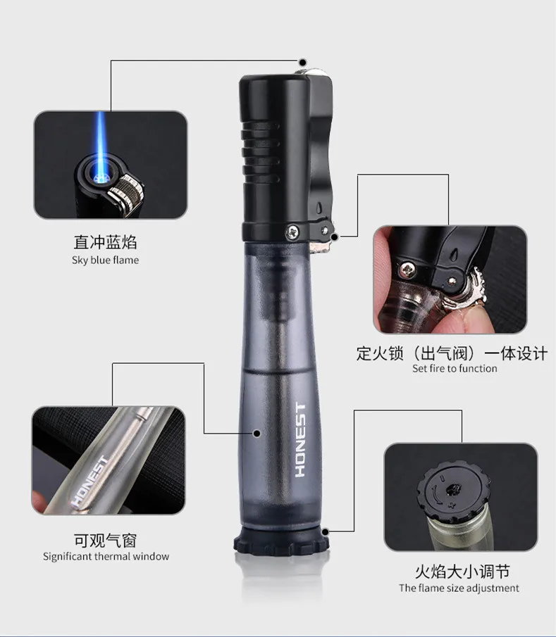 Creative New Butane Gas Lighter Metal Outdoor Portable Free Fire Turbine Scrub Windproof Inflatable Spray Gun Lighter