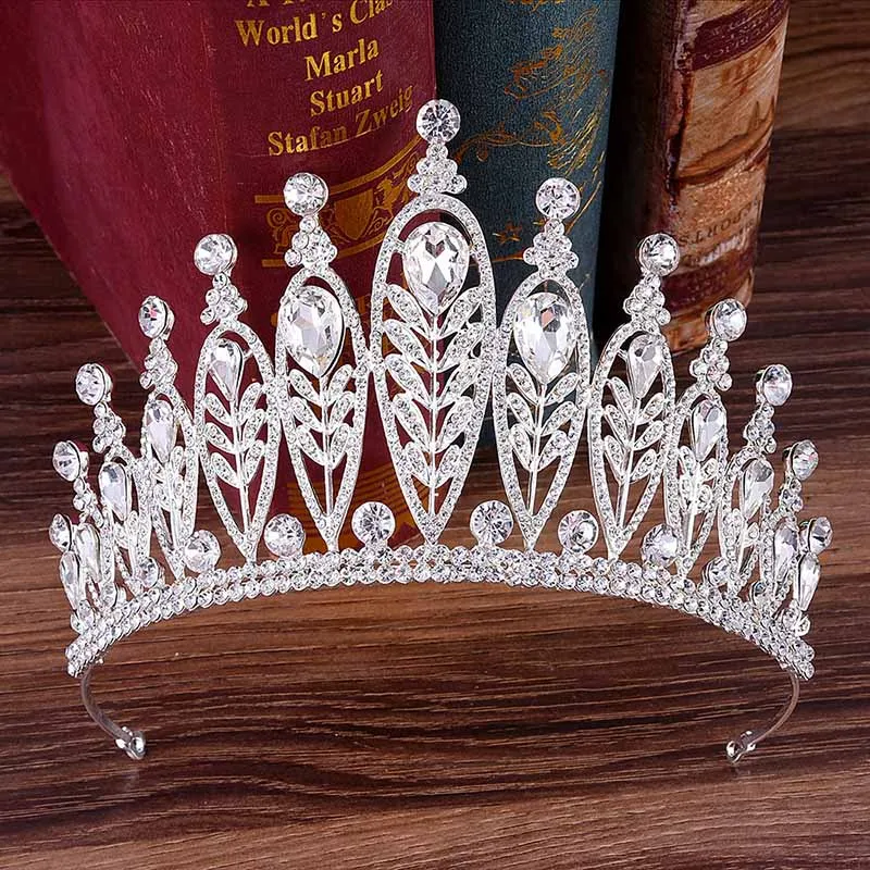 

Luxury Baroque Handmade Bride Hair Jewelry Rhinestone Silver Crystal Bridal Crown Tiara Diadem Noiva Wedding Hair Accessories JL