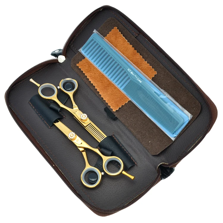 

5.5 Inch 6.0 Inch Professional Cutting Scissors Thinning Shears Set Gold Human Hair Scissors for Hairdressing Hair Tools LZS0284