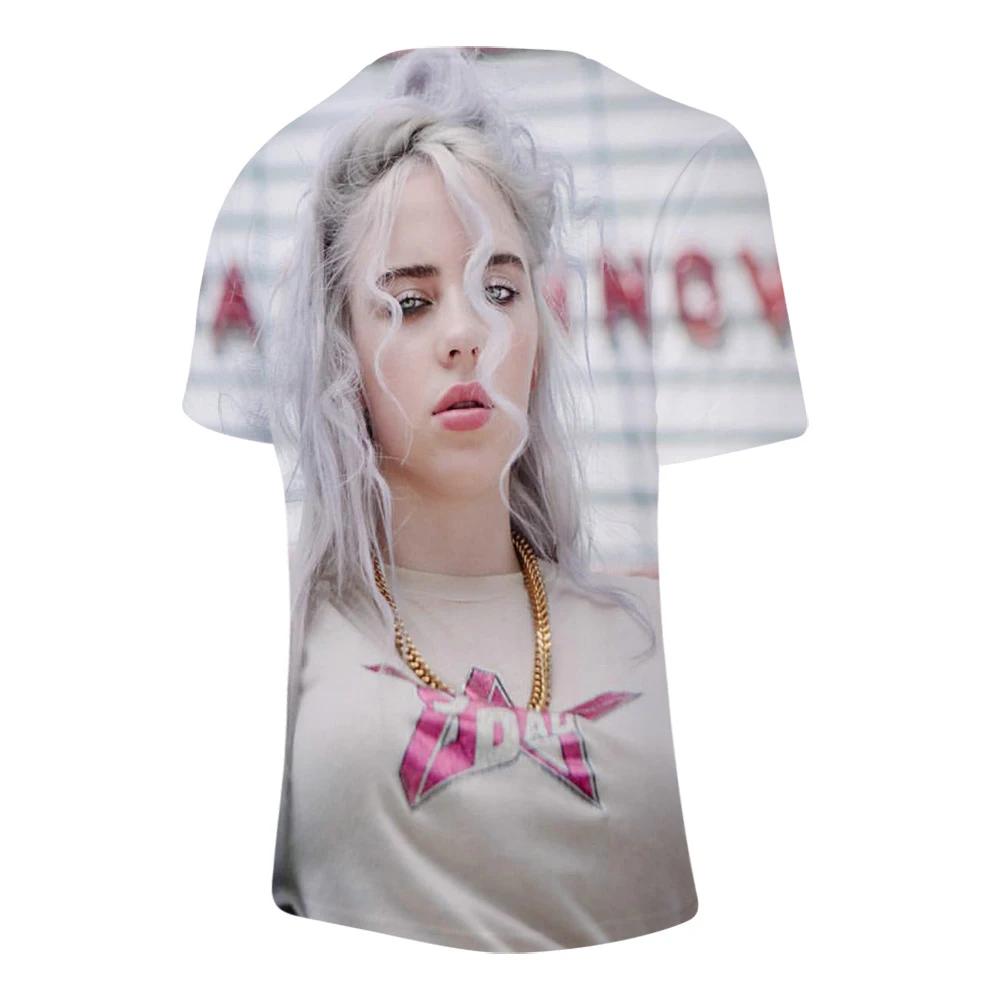 Billie Eilish, новинка, 3D футболка, для мужчин, летняя мода, хип-хоп, Harajuku, повседневная одежда, Billie Eilish, 3D, для девочек, желтая футболка