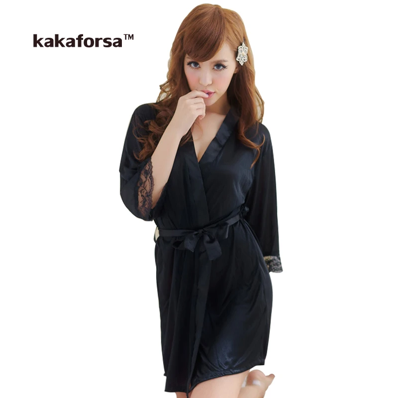 

Kakaforsa Women befree Fashion Sexy Lingerie Black Sleepwear Robe High Quality Erotic Night Gown Solid Underwear Dress