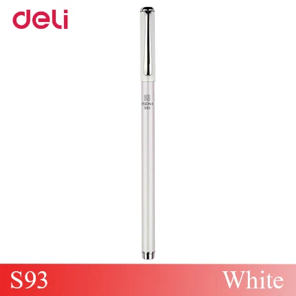 Deli cute 0,5 мм Металлическая Шариковая гелевая ручка для школы, Качественная ручка для письма, черный, синий, красный, заправка, kawaii, офисные, деловые, подарочные ручки - Цвет: white S93 pen