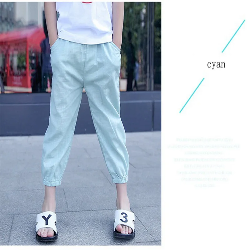 Baby Boys and childrens jeHaroun pants clothes In the summer Loose thin section Boys kids fashion Pure color 7 minutes of pants Clothing (11)