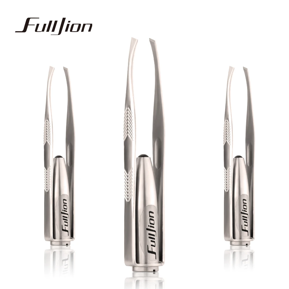 Fulljion светодиодный пинцет для бровей из нержавеющей стали светодиодный светильник зажим для ресниц антистатические зажимы для бровей щипцы для удаления волос
