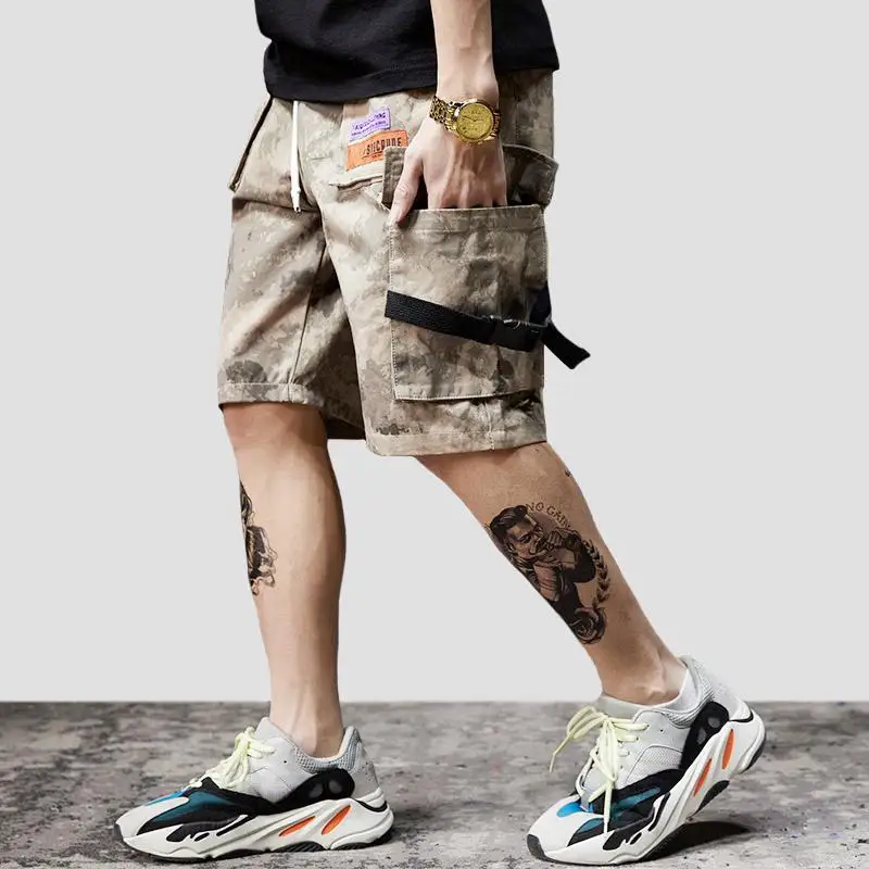 Лето мужские короткие Харадзюку хип хоп Карго короткие камуфляжные уличные камуфляжные спортивные короткие джоггеры мульти карманы хлопок Повседневный