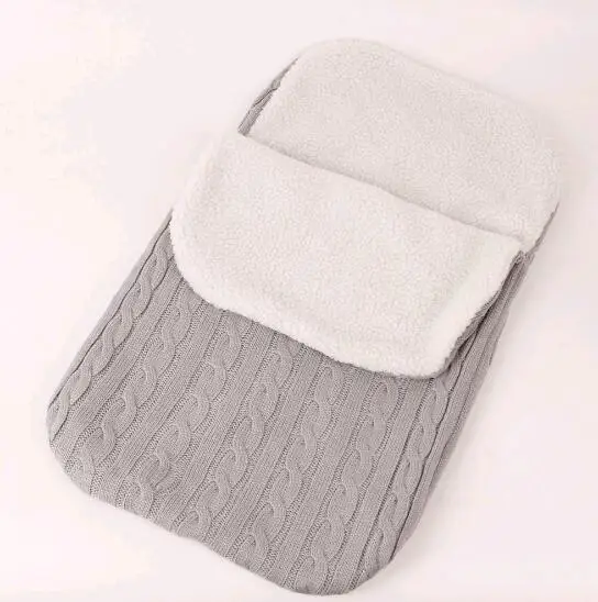 Теплый детский Вязанный плед-конверт, дышащий спальный мешок для новорожденных, милый мягкий спальный мешок для коляски - Цвет: 3