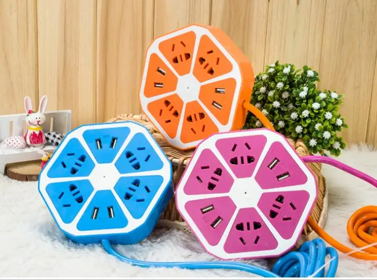 

Creative Lemon Style Socket With USB Hole Multi-function Safe Socket With 1.8M Cable For Night Light Phone Charging