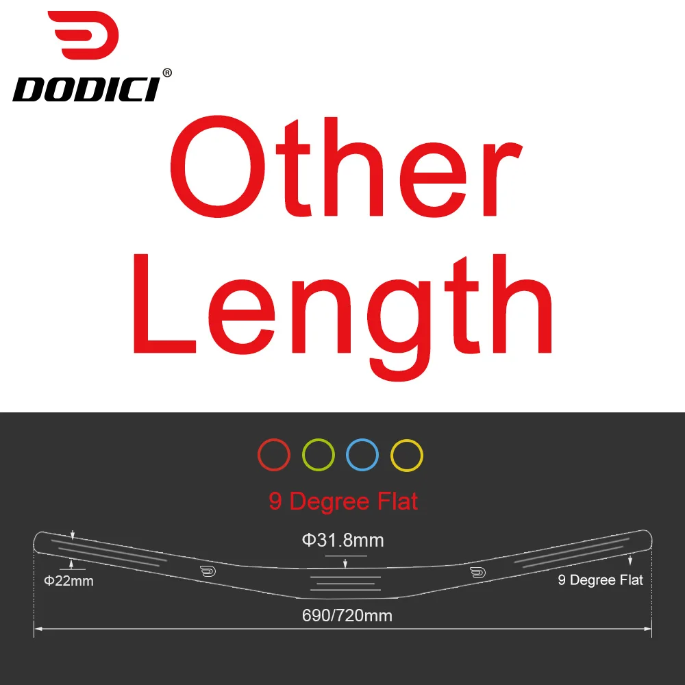 DODICI 9 градусов углеродный Горный Руль для велосипедного руля UD матовый плоский MTB руль 31,8*690/720 красный зеленый синий желтый - Цвет: Other Length