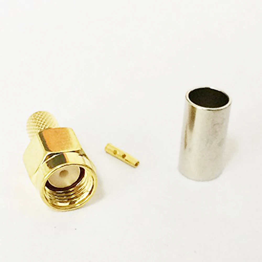 RP SMA Male Plug (inner hole) RF Coax Connector Crimp for RG58