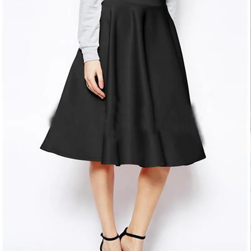 Solid Women Skirts Midi High Waist Summer Black Skirts Tutu Elegant Plus Size Ladies Work Wear Pink Skirt Saia 5_