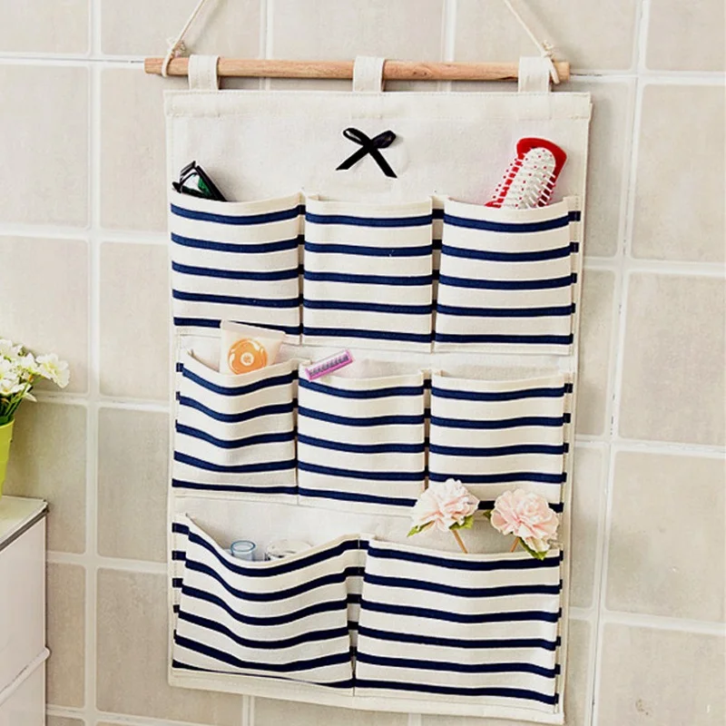 

Sundry Cotton Wall Hanging Organizer Bag Multi-layer Holder Storage Bag Home Decoration Makeup Rack Linen Jewelry 6 Aad 8 Pocket