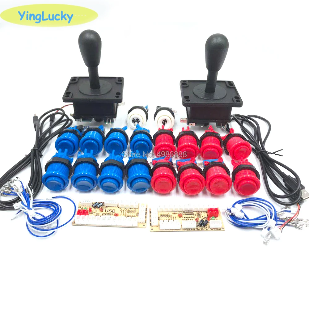 

yinglucky 2 Players Arcade joysticks DIY Kit Zero Delay USB Encoder American Style Joystick 28mm Push Button HAPP joystick