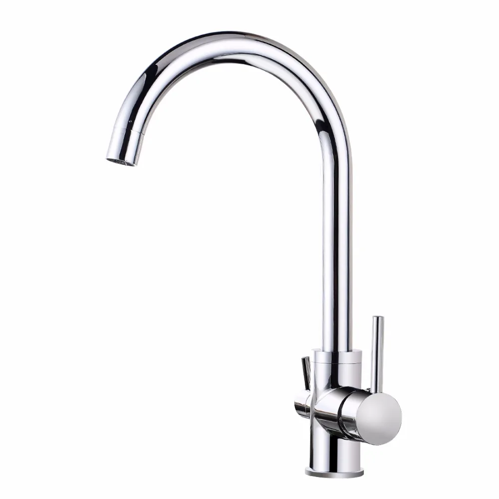 Polished Chrome Brass 3 Way 360 Swivel Kitchen Sink Faucet Mixer Tap Pure Water Filter, Drinking Water Faucet Polished Chrome Brass 3 Way 360 Swivel Kitchen Sink Faucet Mixer Tap Pure Water Filter, Drinking Water Faucet