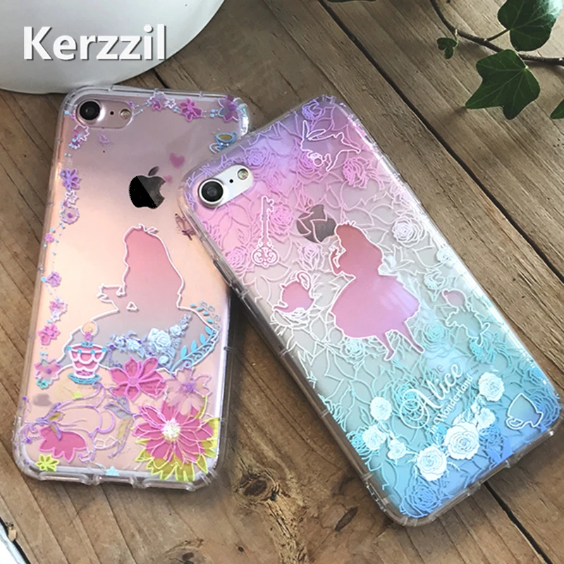 

Kerzzil 3D Relief Cute Princess Mermaid Flower Case For iPhone 7 SE 5 5s 6 6s Plus 8 PLus X Soft Phone Cover Back For iPhone 7 6