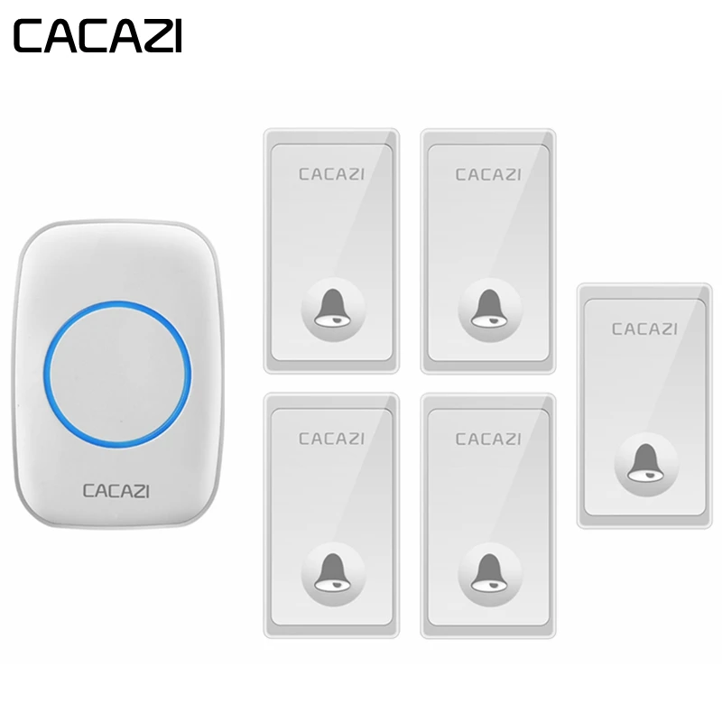 

CACAZI Wireless Doorbell No Battery Required Waterproof Home Door ring Bell US EU UK Plug 58 Chimes 4 button 1 Receiver
