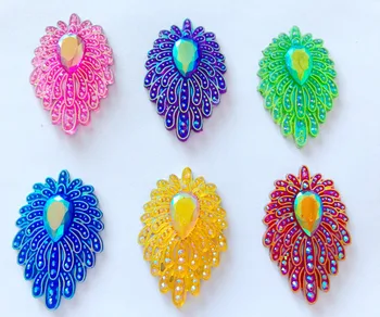

6 color Sew on rhinestones resin crystal 30*40mm flatback handsewing gem stones 30pcs