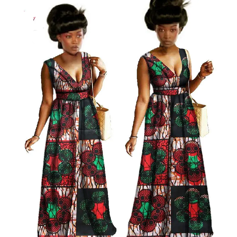 Bazin-African-Wax-Print-Sexy-V-neck-Dresses-Plus-Size-6xl-Africa-Clothing-for-Women-Vestidos(25)