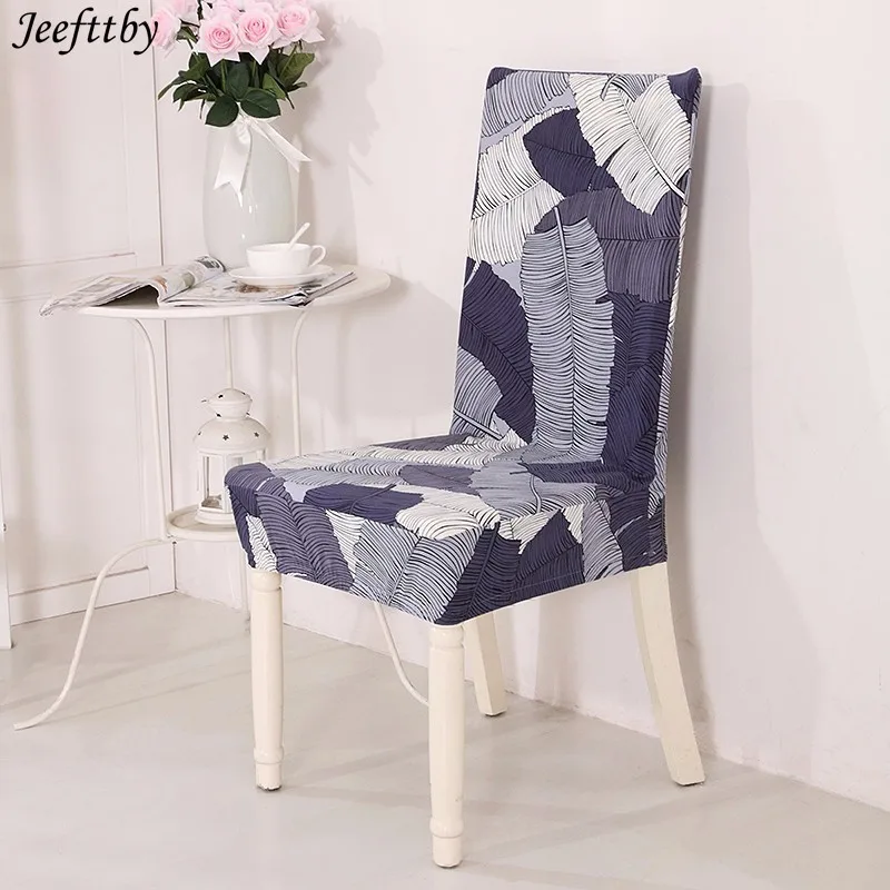 

Leaf Printing Removable Chair Cover Spandex Stretch Elastic Slipcovers Restaurant For Weddings Banquet Hotel Chair Covering