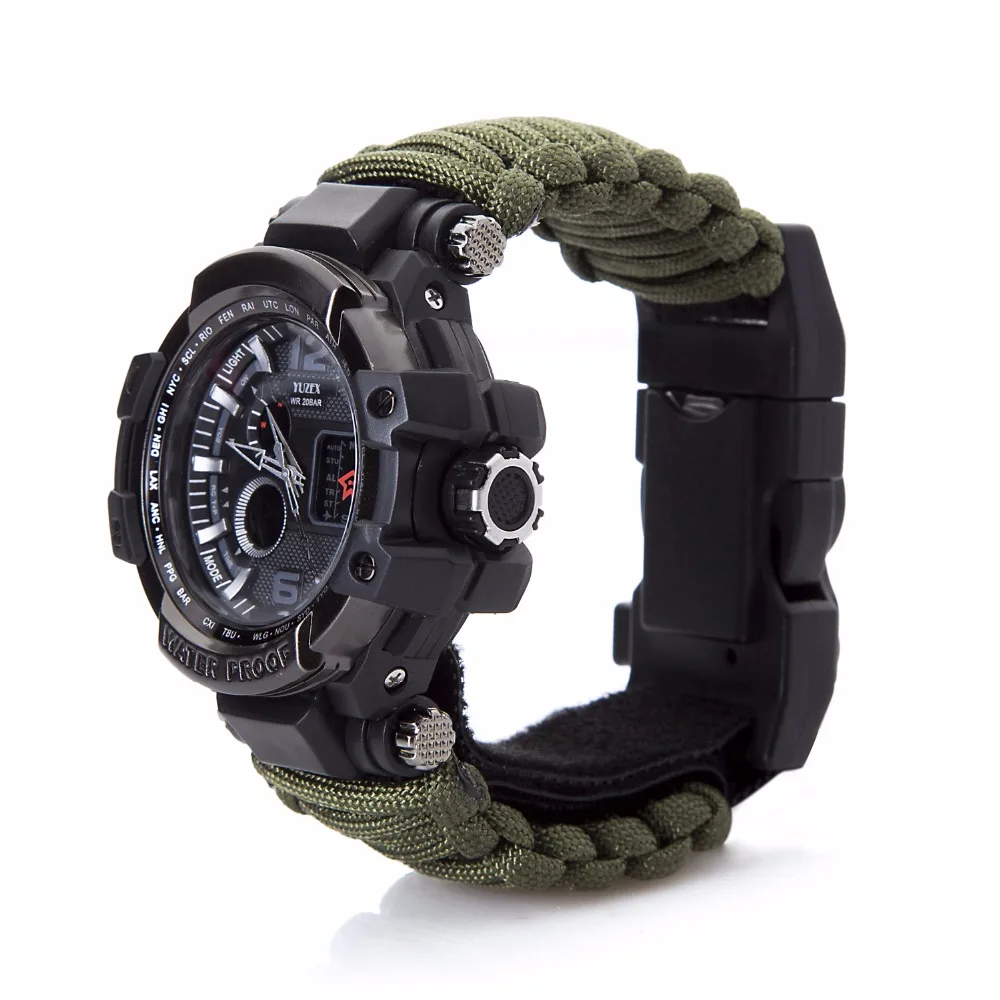 Relógio de Sobrevivência ao ar Multifuncional à Prova Livre Dwaterproof Água Militar Tático Paracord Pulseira Acampamento Caminhadas Engrenagem Emergência Edc 3 pulseira acampamento caminhadas engrenagem emergência edc