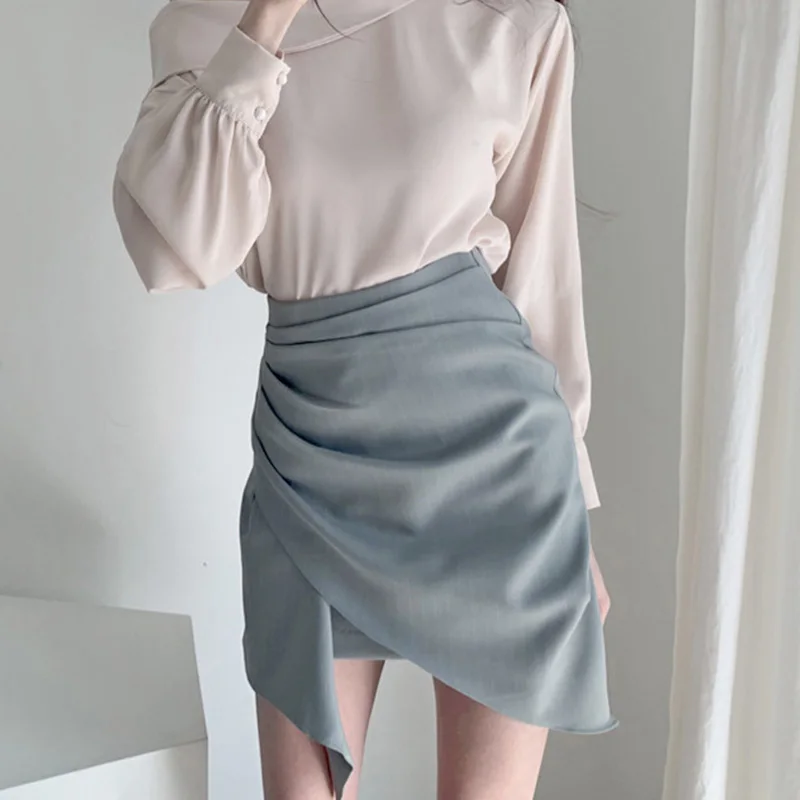 

High Waist Ruched Ruffles Women Striped Skirt Female Hip Package Pencil Mini Skirt Sexy Streetwear Ladies Faldas Mujer Femme