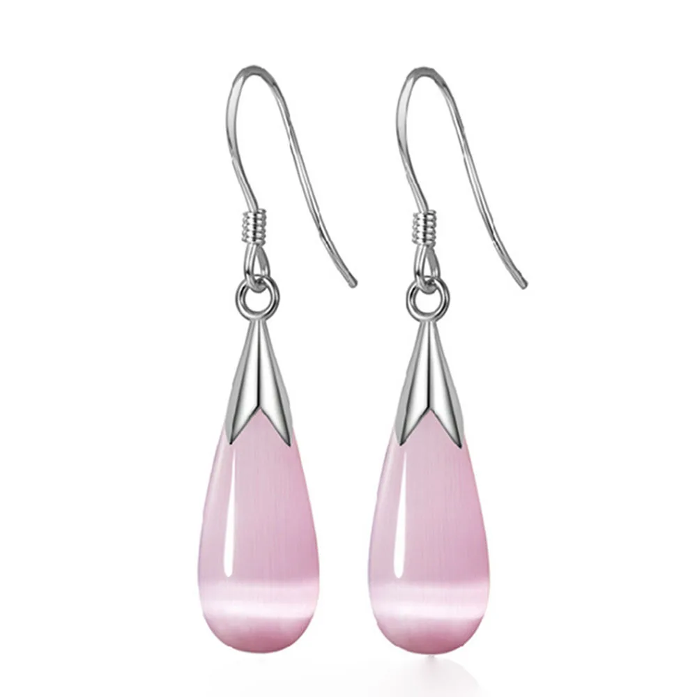 

Hot Sale Luxury Jewelry 2019 New Fashion Female Opal Water Drop Earrings Silver Plated Trendy Earrings for Women Jewelry