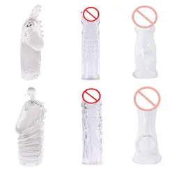 Разнообразие мужской кристаллический презерватив многоразовые насадки на пенис расширитель пениса рукава удлинители полового члена G-spot