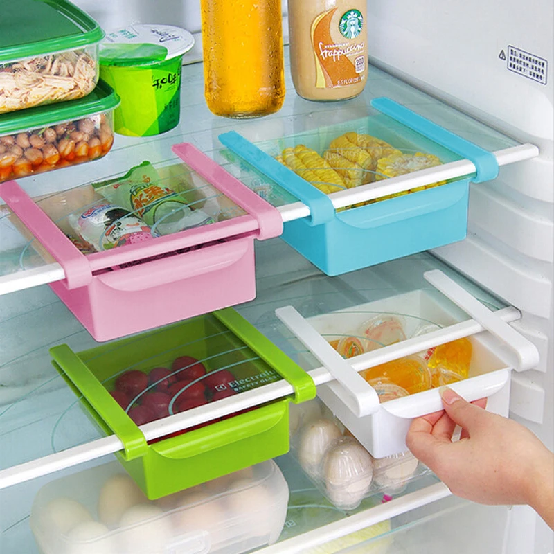 

Multi-use Sliding Refrigerator Freezer Storage Box Pantry Storage Organizer Bins Container Space-saving Fridge Storage Box