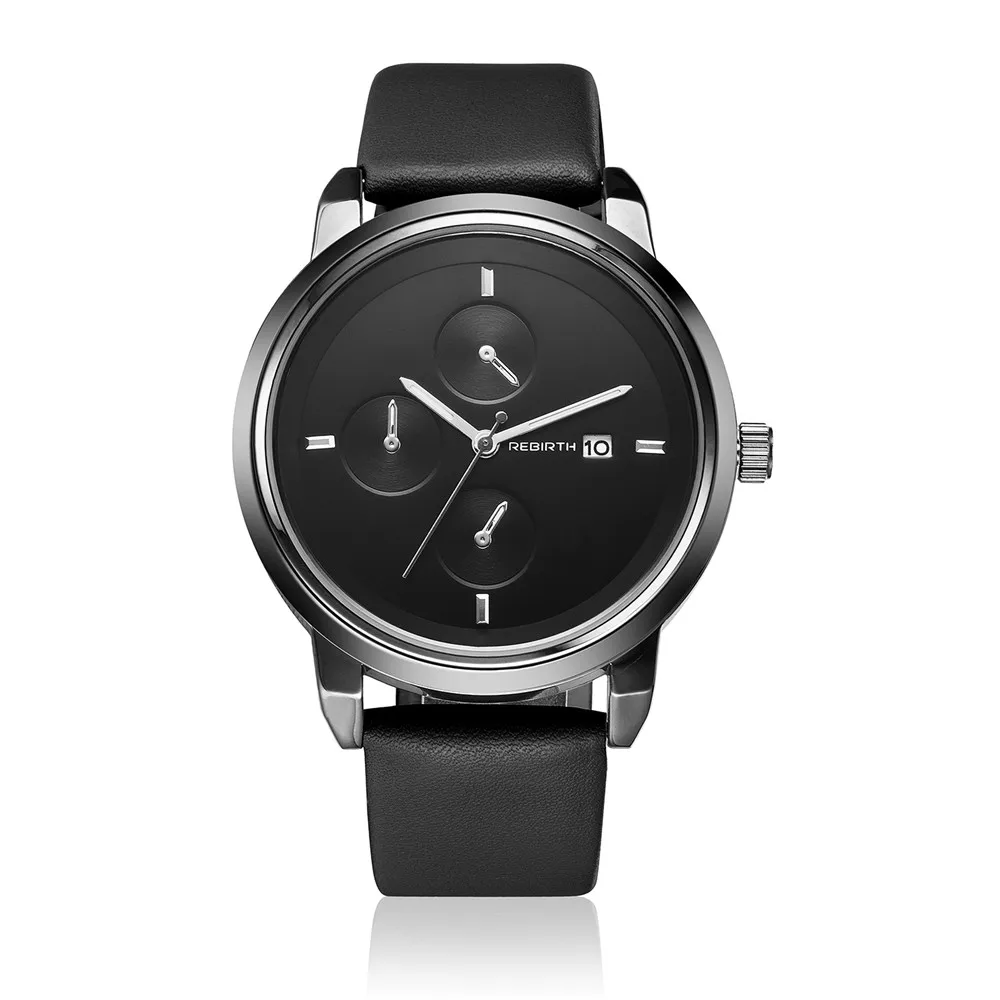 

REBIRTH Fashion Brand Men Women Luxury Male Clock Military Stylish Watch Business Calendar Leather Dress Wrist Quartz Watches