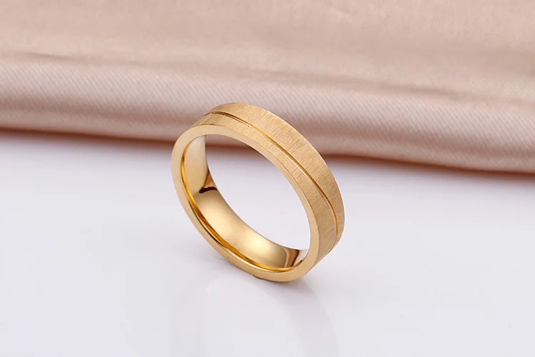 Золото-Цвет кольцо альянса для влюбленных, матовая, Нержавеющая сталь обручальное кольцо AAA+ кубическим цирконием, ювелирное изделие для пары, Новинка