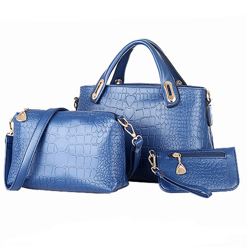 

SFG HOUSE Zipper PU Leather 3 Piece Set Shoulder Bags 2017 Vintage Fashion Messenger Bag Crossbody Bag Purse Tote Bag Handbags