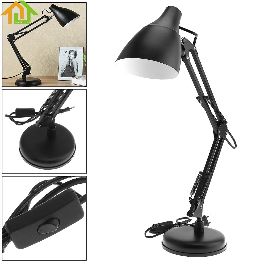 

E27 Black Flexible Swing Arm Support 360 Degree Rotation Desk Lamp with Light Base And Clamp Mount for Office for Office / Home