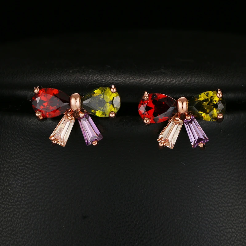 

Bettyue Brand Fashion Gothic Style Charm AAA Zircon Multicolor Bowknot Jewelry Earrings For Woman Engagement Wedding Party Gift