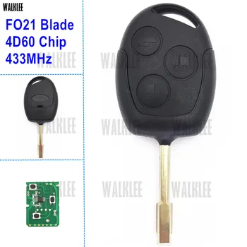 

WALKLEE Suit for Ford Remote Key for Fiesta Fusion Focus Mondeo D-Max S-Max FO21 4D60 3 Buttons 433MHz