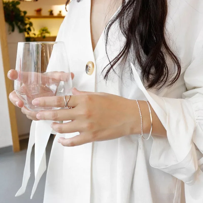 Браслет из стерлингового серебра 925 пробы, индивидуальный двухслойный браслет, модный простой студенческий женский серебряный браслет, ювелирные изделия ручной работы