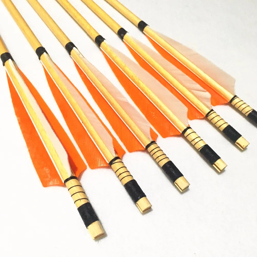 

6/12Pcs 32Inch Wooden Arrows In 5 Color Traditional Handmade Arrows For Recurve Bow Archery Shooting