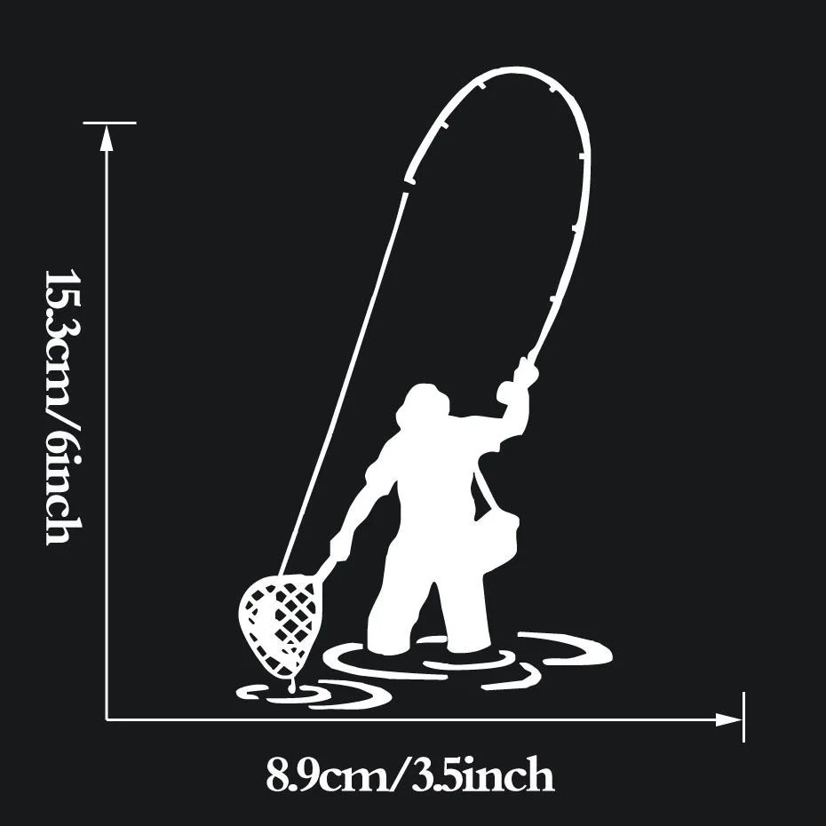 Fly Fishing Fisherman Trout Fish Vinyl Funny Sticker Car Window Laptop